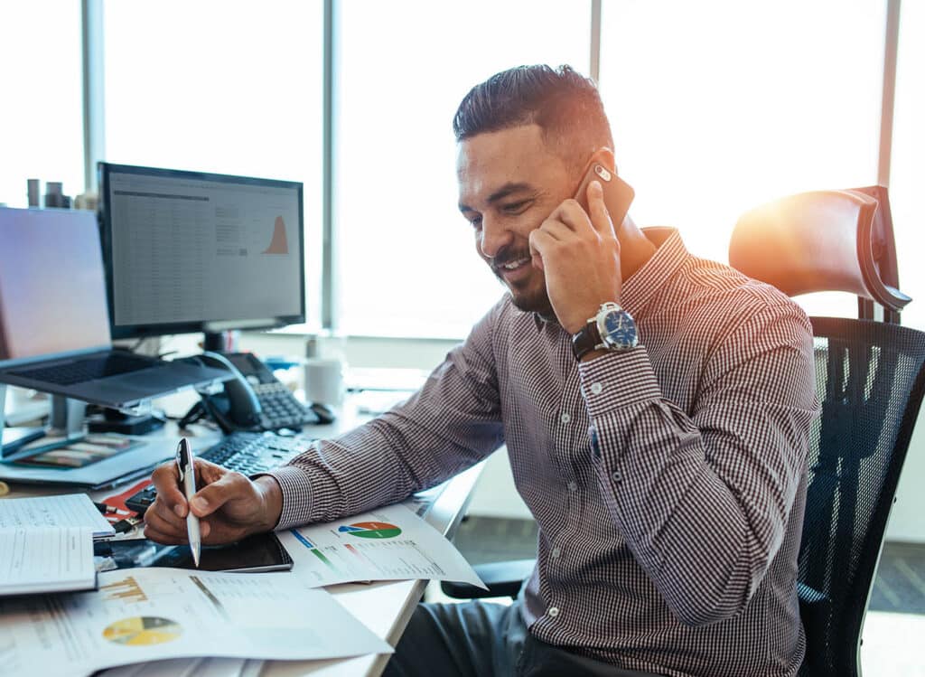 Businessman talking on mobile phone